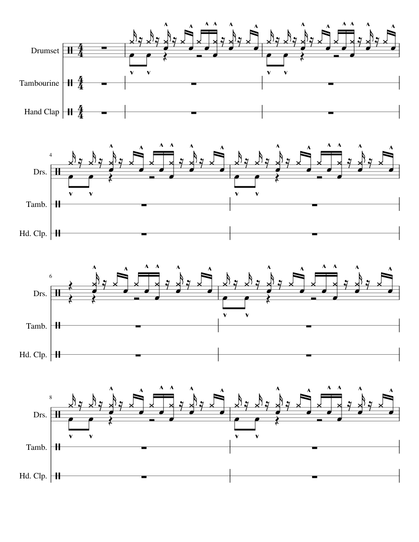 Heavydirtysoul Sheet music for Drum Group, Tambourine, Hand Clap (Mixed