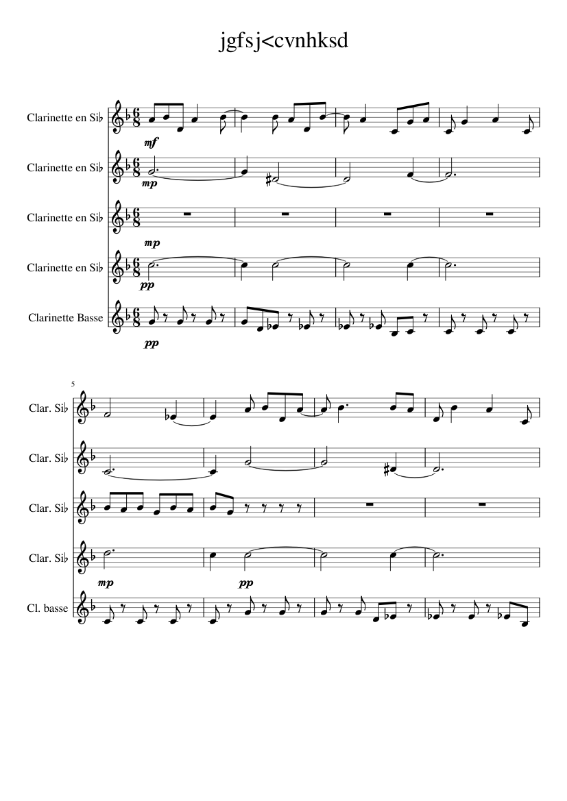 la reine des neiges pour clarinette Sheet music for Clarinet in b-flat,  Clarinet bass (Mixed Quintet) | Musescore.com