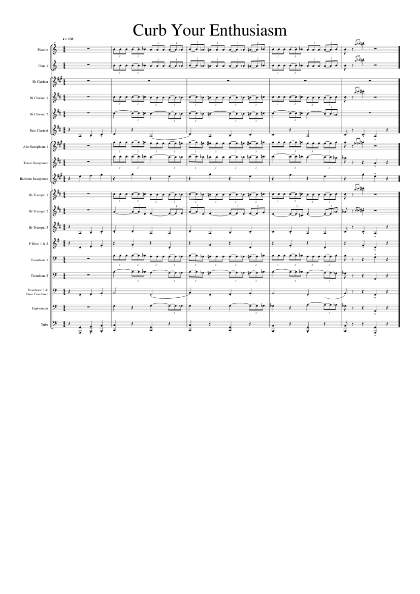 Degenerar Prestador Párrafo Curb Your Enthusiasm Sheet music for Trombone, Euphonium, Tuba, Flute  piccolo & more instruments (Concert Band) | Musescore.com
