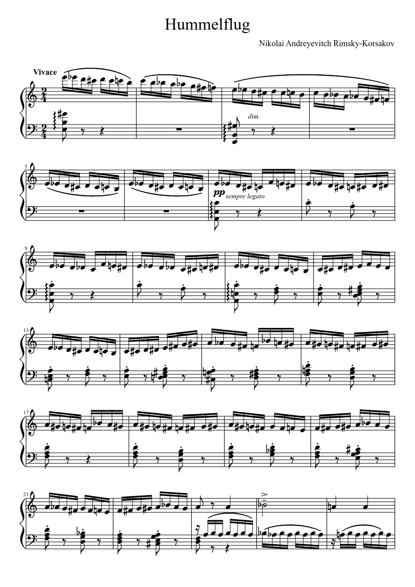 Flight of the Bumblebee (Piano) - Rimsky Korsakov Sheet music for Piano  (Solo) | Musescore.com