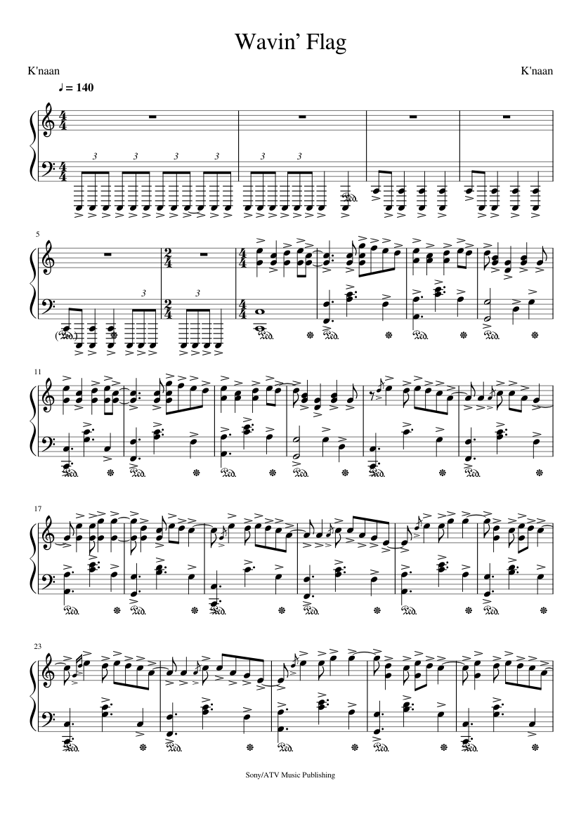 Wavin' Flag Sheet music for Piano (Solo) | Musescore.com