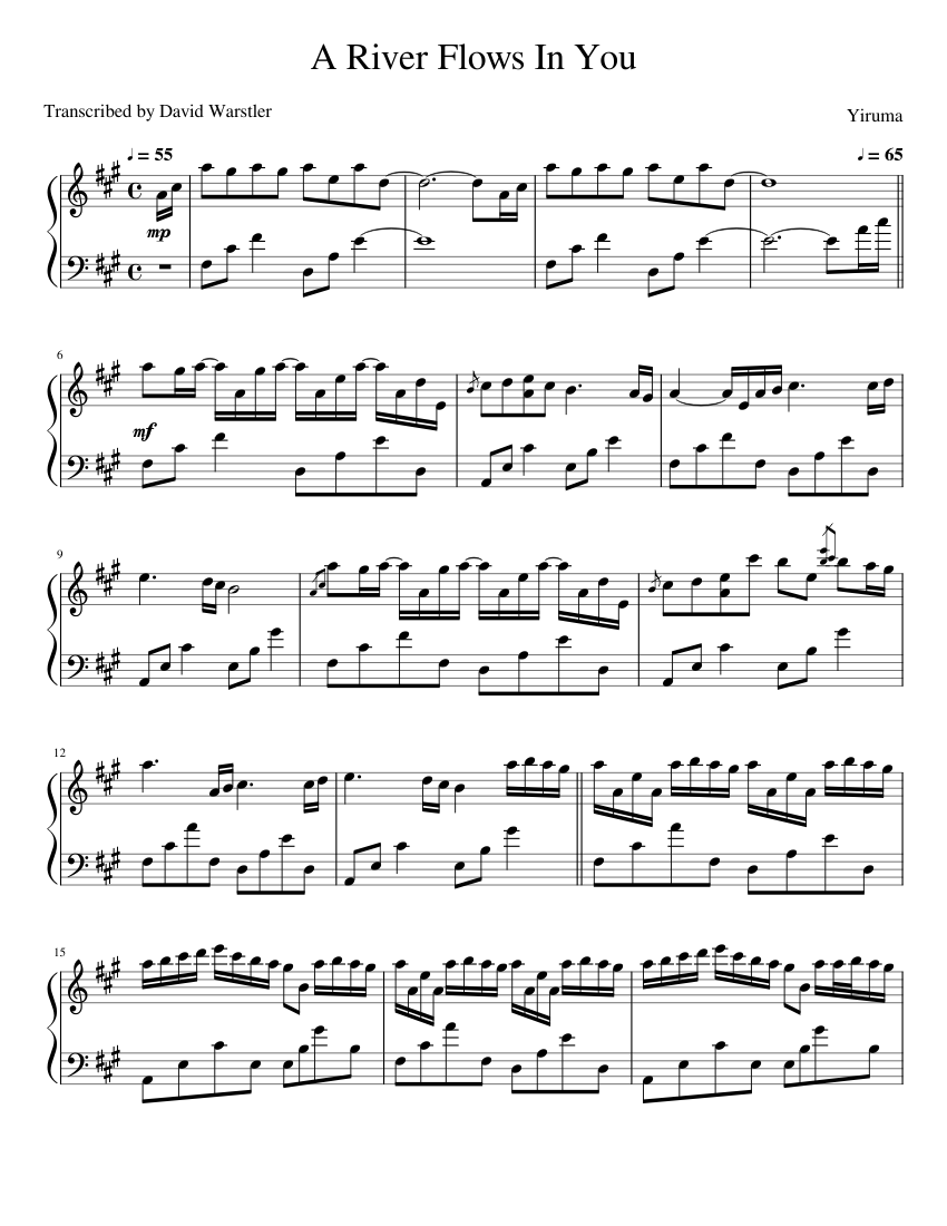 A River Flows In You Sheet Music For Piano Solo Musescore