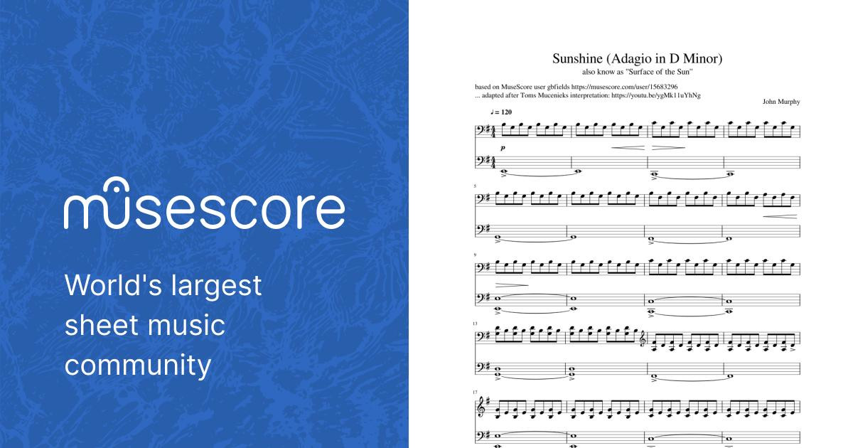 Sunshine (Adagio in D Minor) / Surface of the Sun Sheet music for Piano  (Solo) | Musescore.com