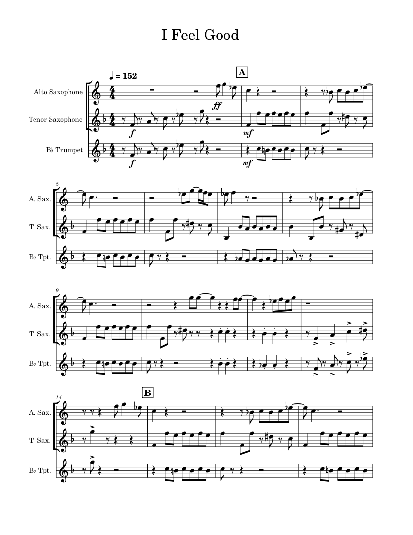 I Got You (I Feel Good) – James Brown Sheet music for Saxophone alto ...