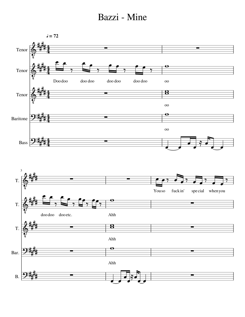 Bazzi - Mine Sheet music for Tenor, Bass voice, Baritone (Choral) |  Musescore.com