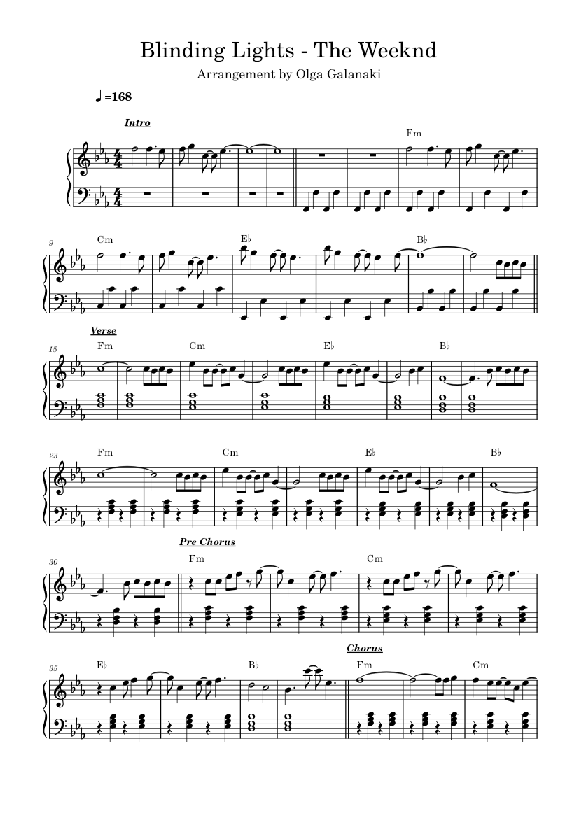 Blinding Lights -The Weeknd Sheet music for Piano (Solo) Easy ...