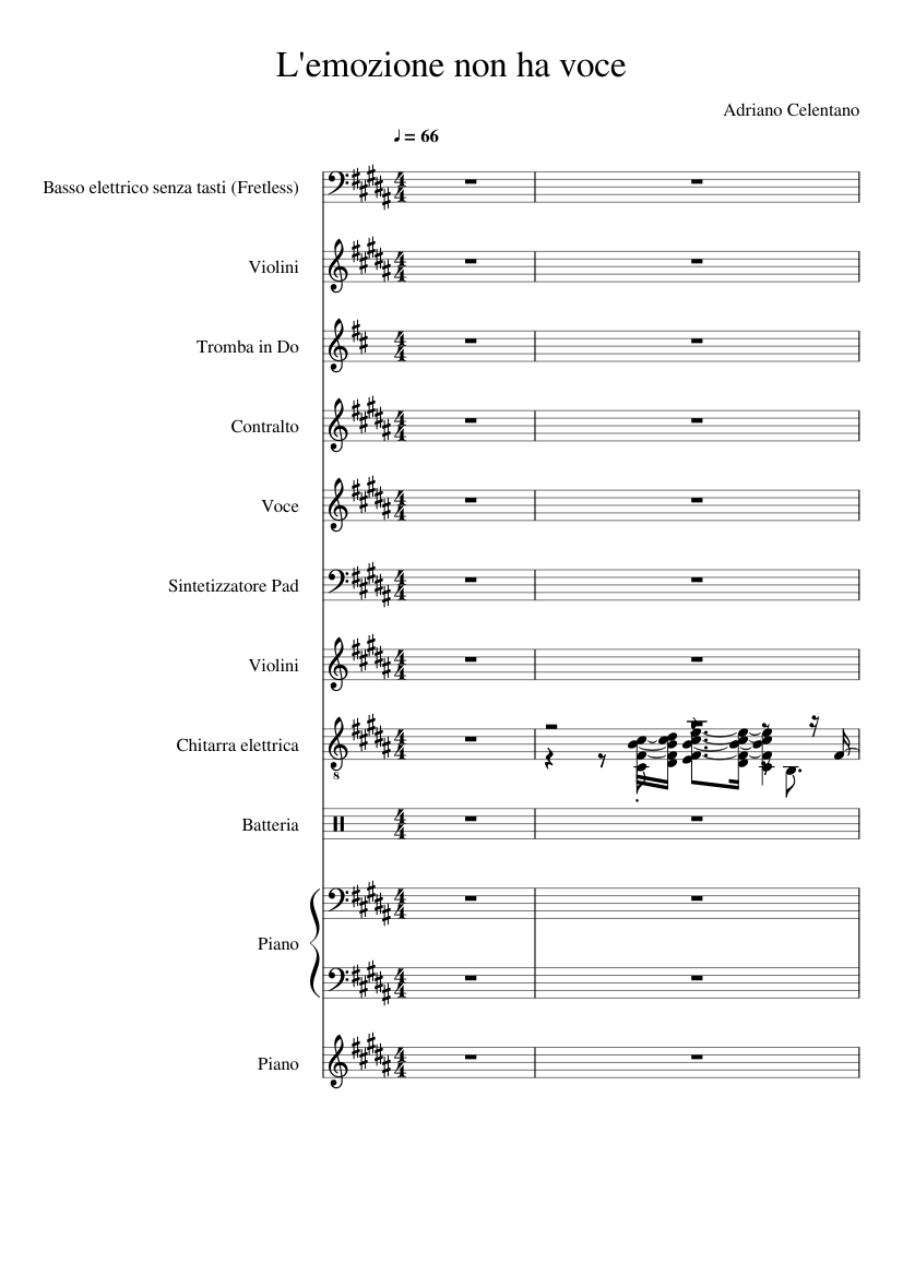 L emozione Non Ha Voce Sheet Music For Piano Alto Vocals Guitar L emozione Non Ha Voce Sheet Music For Piano Alto Vocals Guitar