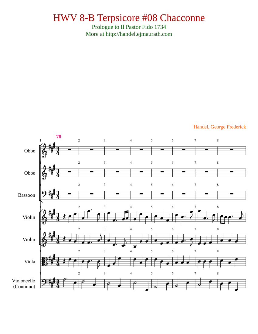 HWV8A0N8 - Chacconne from Terpsichore prelude to Il Pastor Fido