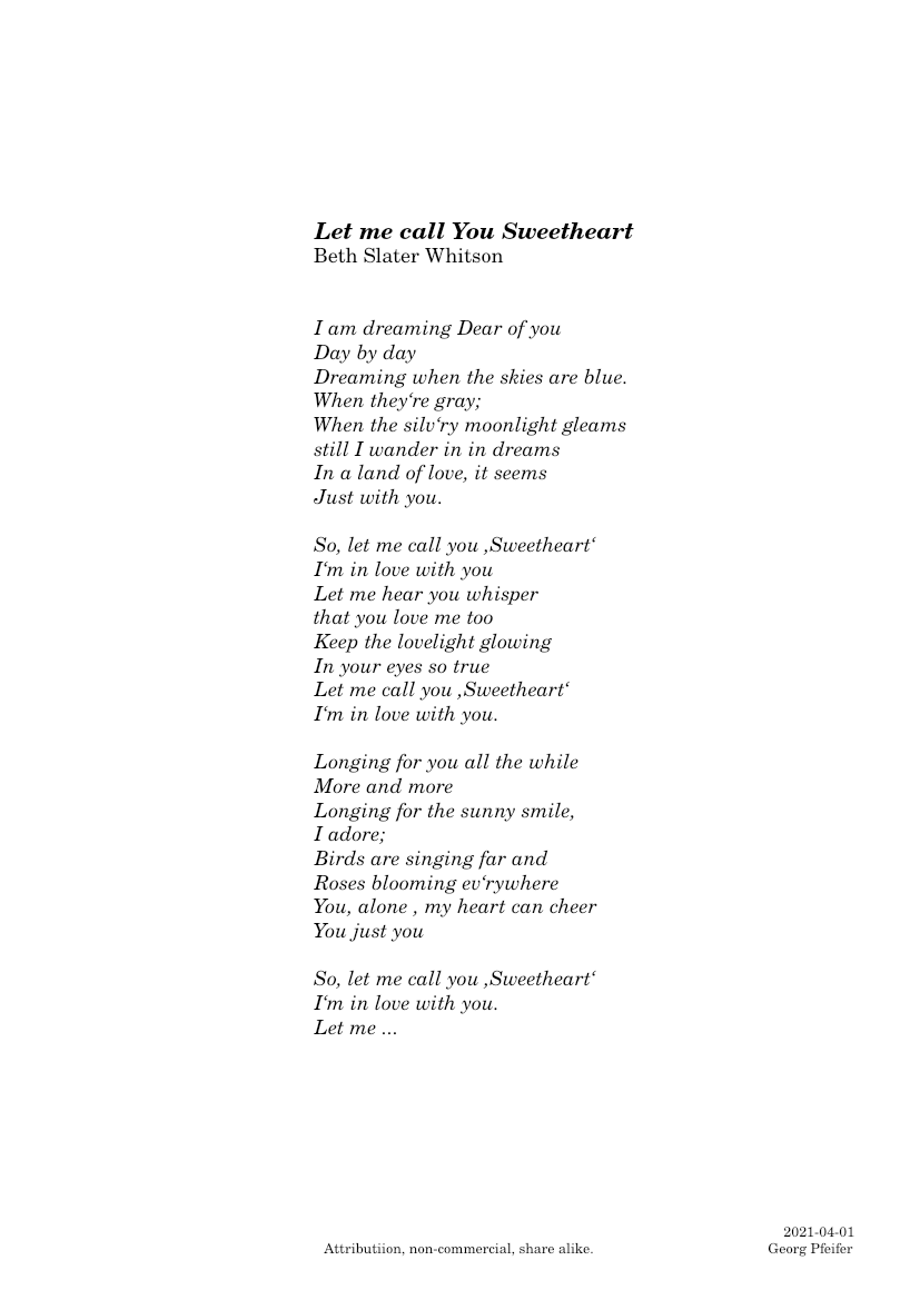 let me call you sweetheart leo friedman lyrics