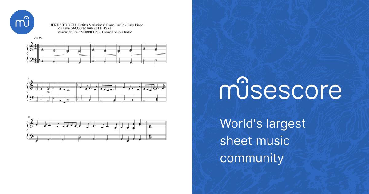 HERE'S TO YOU "Petites Variations" Piano Facile - Easy Piano Sheet music  for Piano (Solo) | Musescore.com