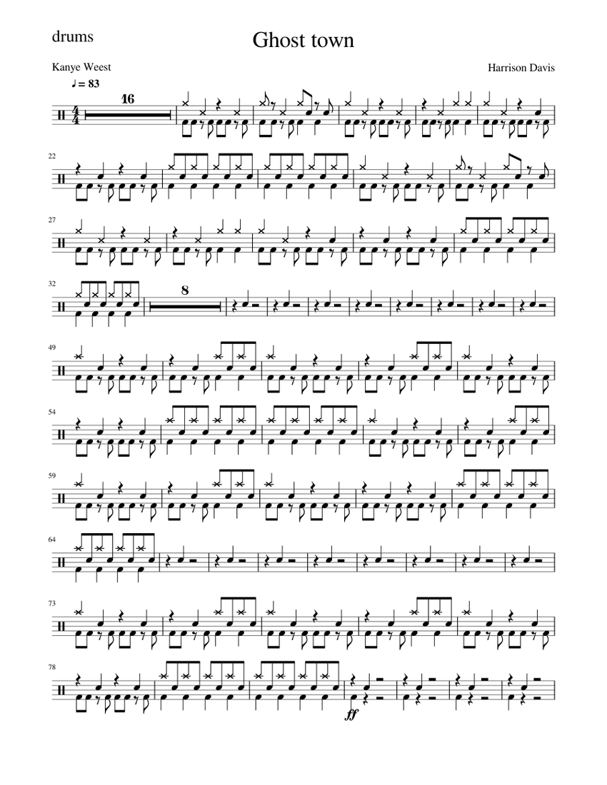 Ghost town drums Sheet music for Drum group (Solo) | Musescore.com