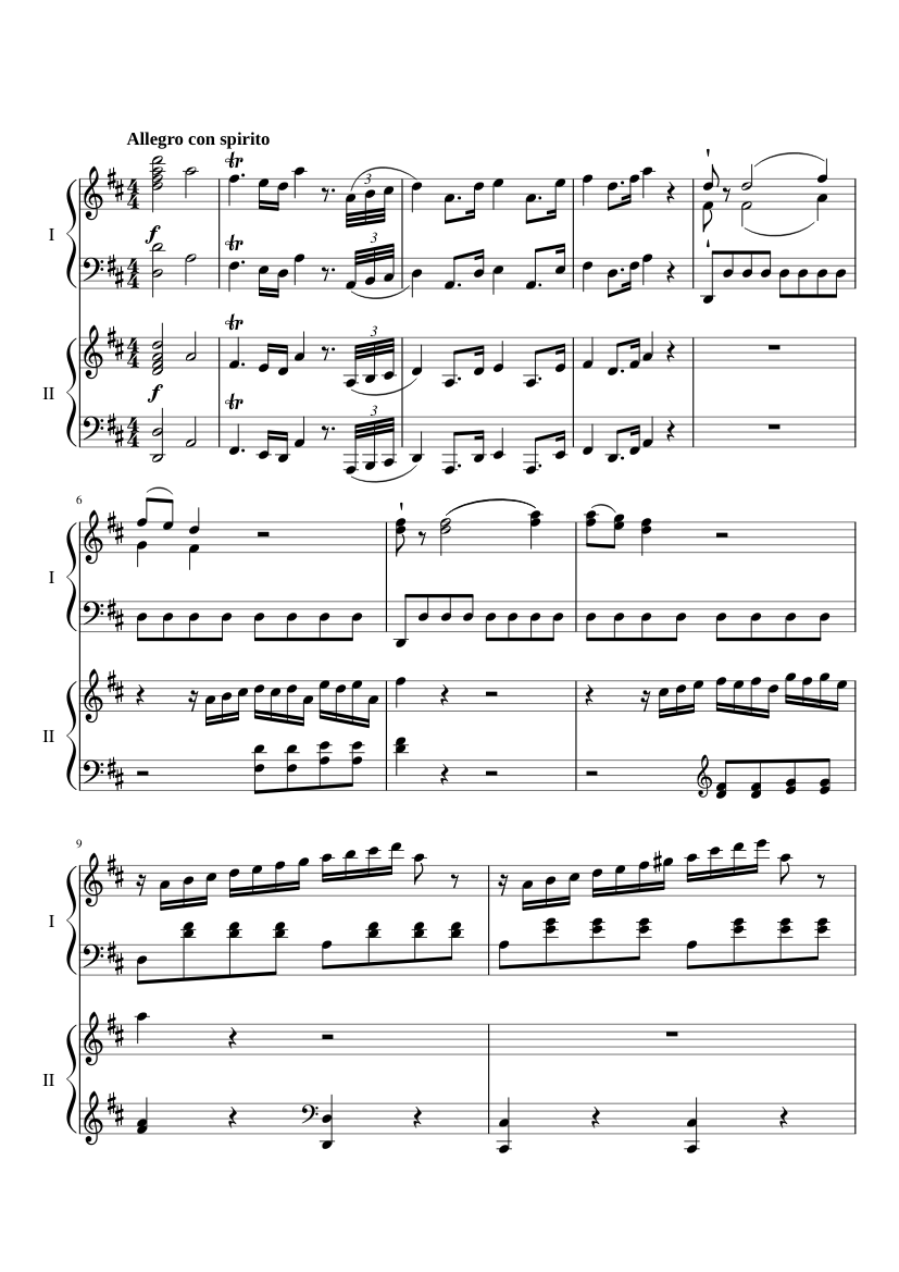 Sonata for 2 Pianos in D major, K.448/375a - Wolfgang Amadeus Mozart Sheet  music for Piano (Piano Duo) | Musescore.com