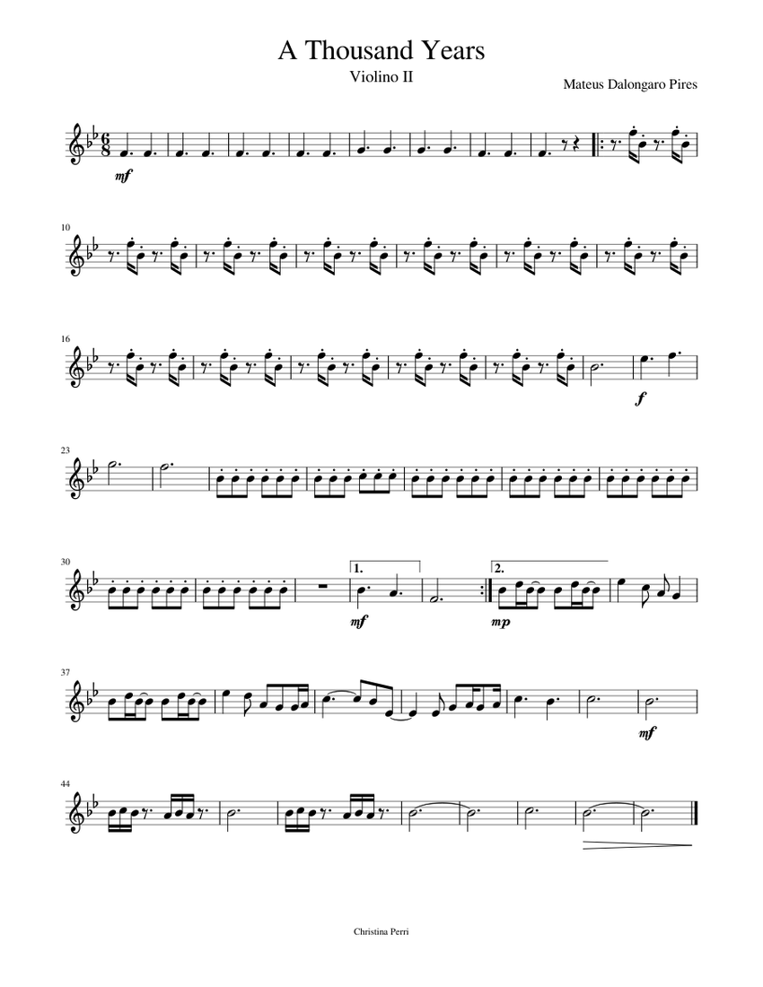 A Thousand Years vii Sheet music for Violin (Solo) | Musescore.com