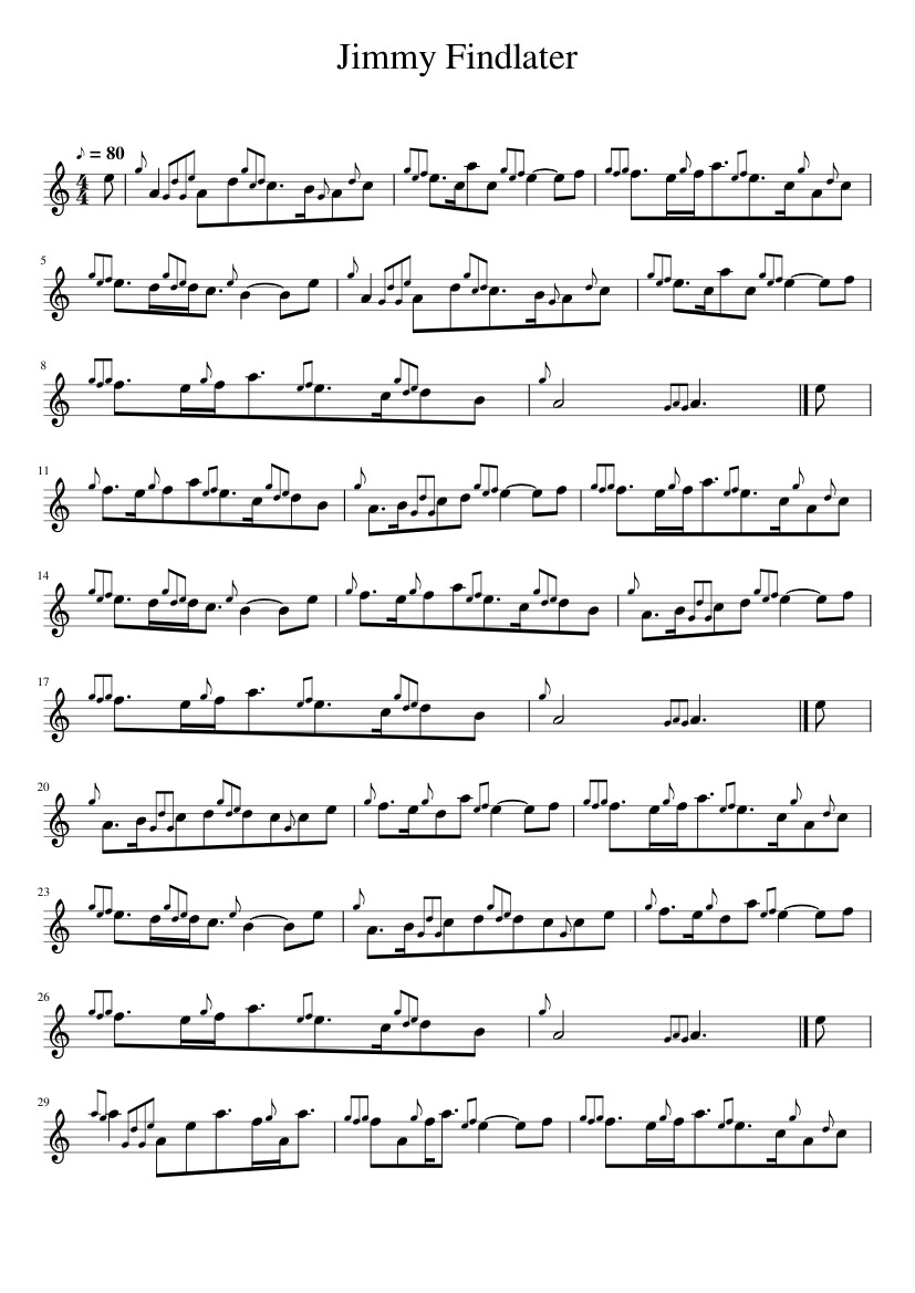 Jimmy Findlater Sheet Music For Piano Solo Musescore Com