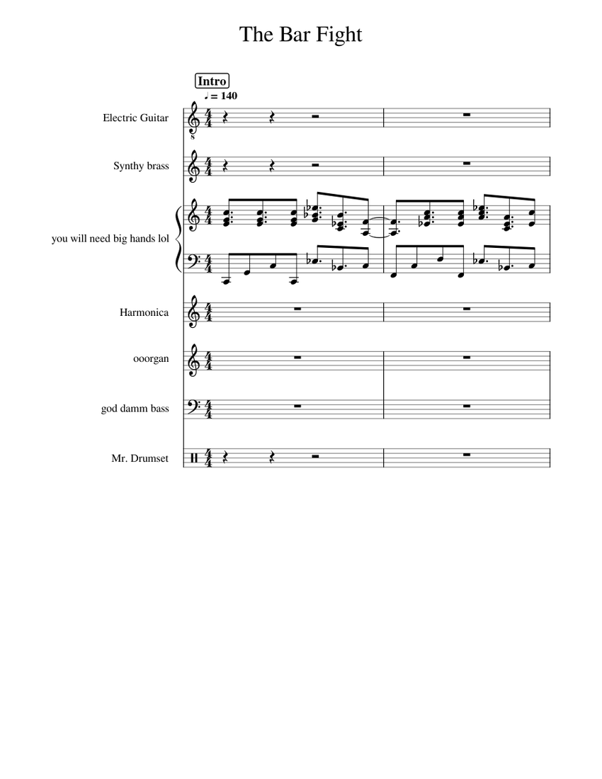 The Bar Fight Sheet music for Piano, Organ, Guitar, Bass guitar &amp; more ...