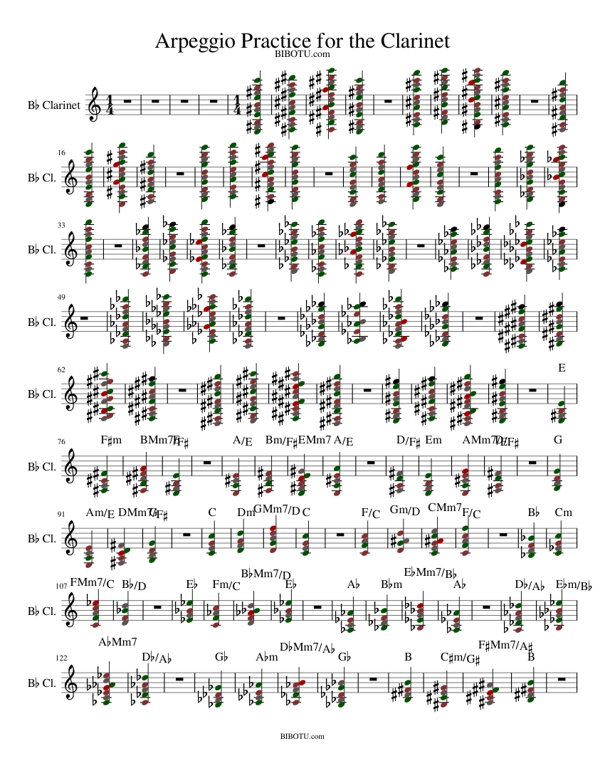 Bb II V I Arpeggio Practice For Clarinet CHEAT SHEET Sheet Music For ...