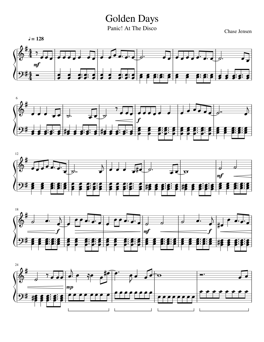 Golden Days Sheet music for Piano (Solo) | Musescore.com