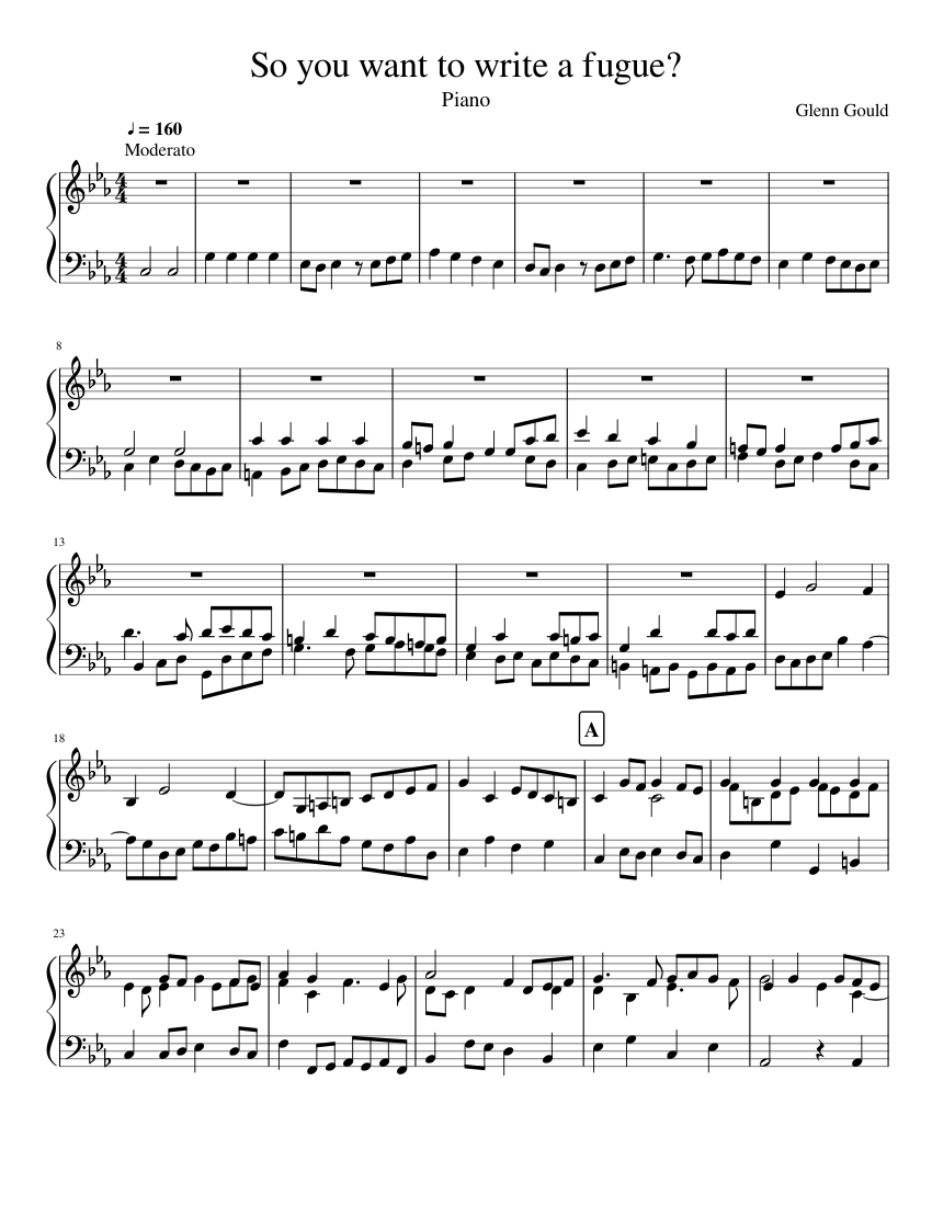 So You Want to Write a Fugue? - Glenn Gould (Piano) Sheet music