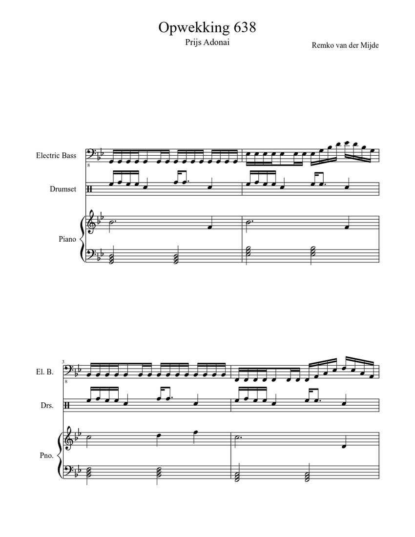Opwekking 638 Bas Drum Piano Sheet Music For Piano Solo Musescore Com Последние твиты от bladmuziek downloaden (@gospelmusicnl). opwekking 638 bas drum piano sheet
