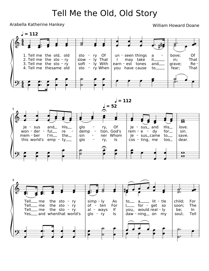 Tell Me The Old Old Story Sheet Music For Piano Solo Easy Tell me the old old story sheet music for piano solo easy