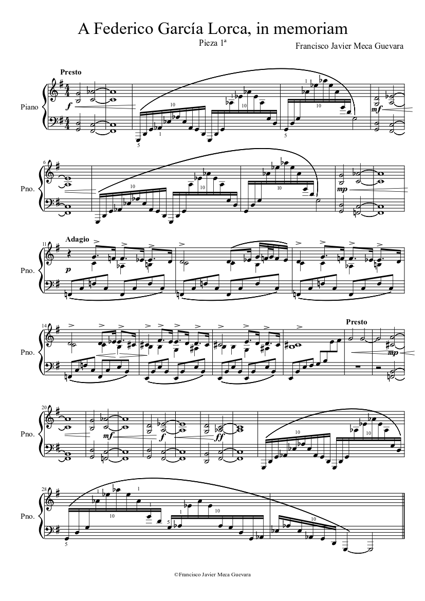 A Federico García Lorca, in memoriam (1) Sheet music for Piano (Solo) |  Musescore.com