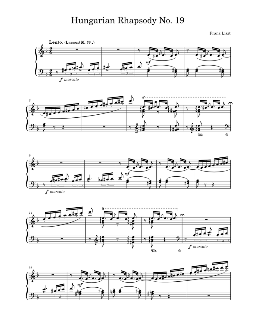 Liszt - Hungarian Rhapsody No. 19 Sheet music for Piano (Solo) |  Musescore.com