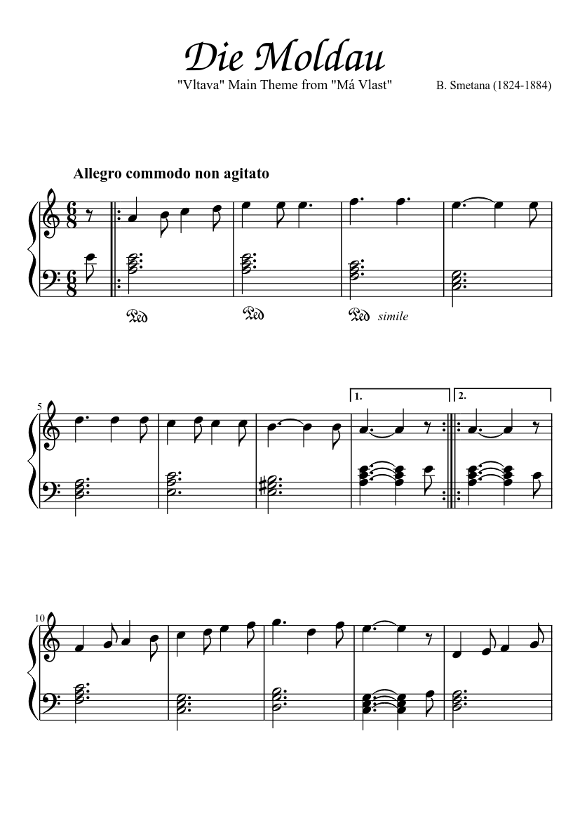 Die Moldau - Vltava Sheet music for Piano (Solo) | Musescore.com