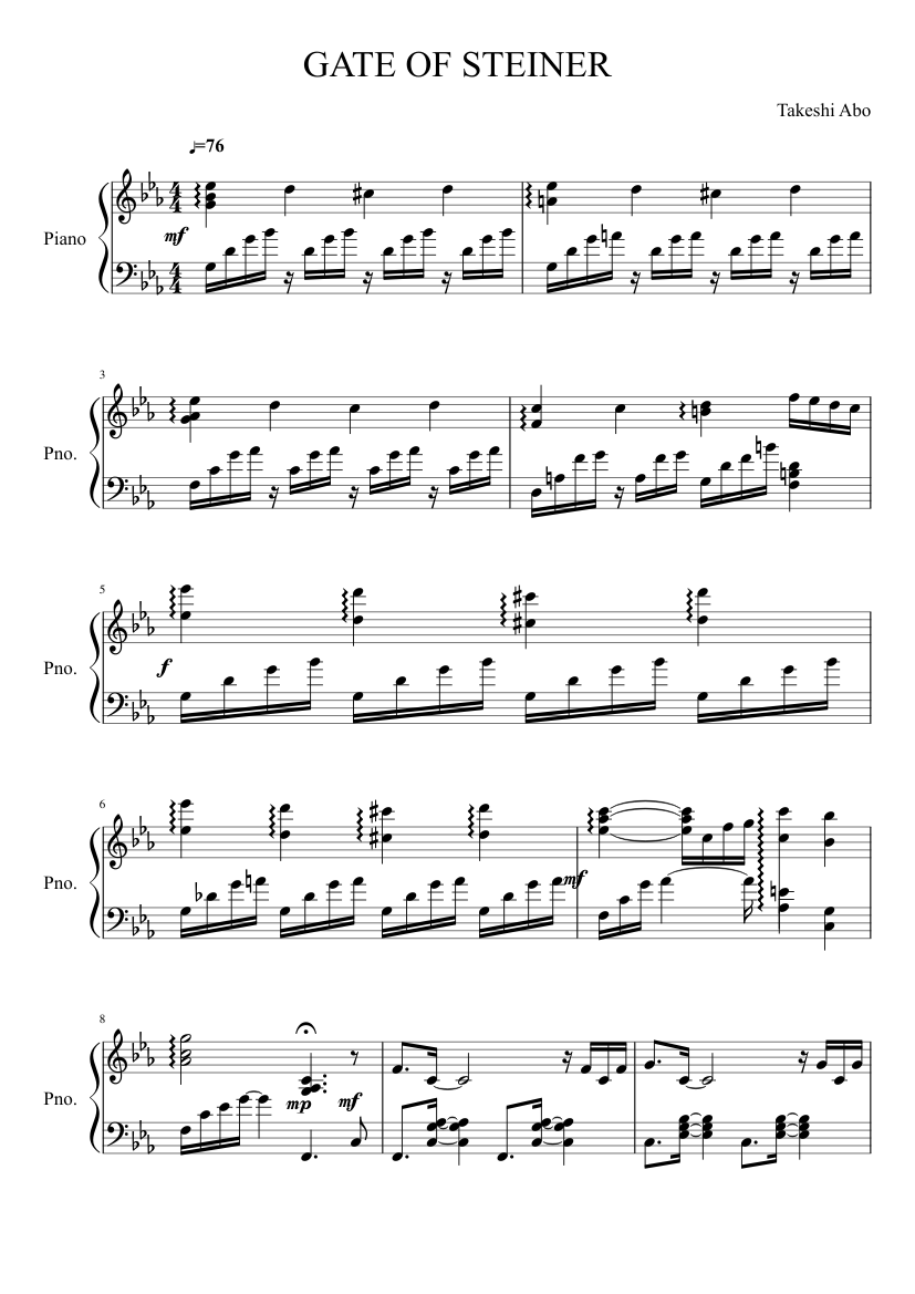 GATE OF STEINER Sheet music for Piano (Solo) | Musescore.com