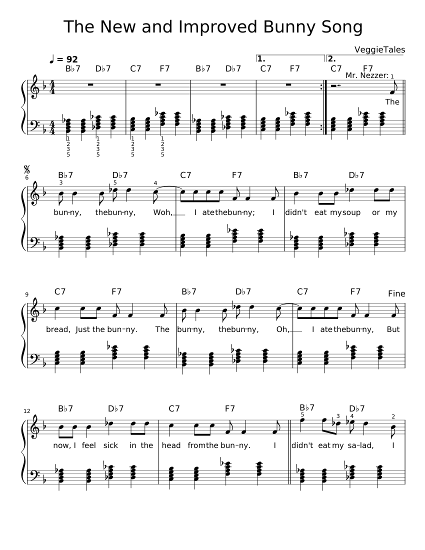 The New and Improved Bunny Song Sheet music for Piano (Solo