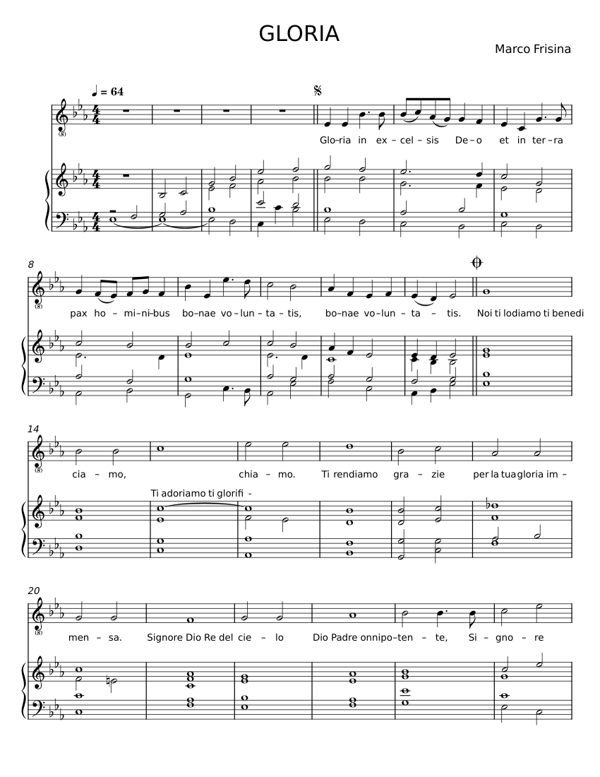 Nostra gloria è la croce - Marco Frisina Sheet music for Piano, Synthesizer  (Mixed Duet) | Musescore.com