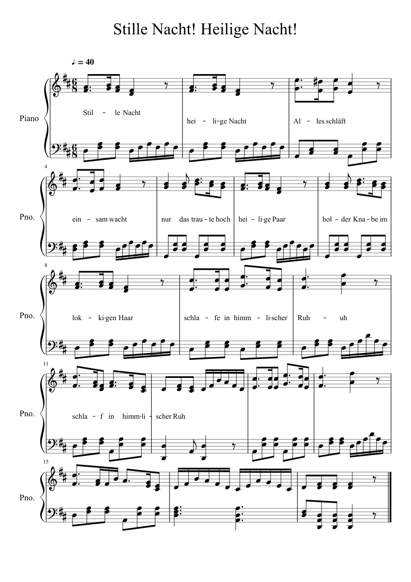 Stille Nacht! Heilige Nacht! - piano tutorial