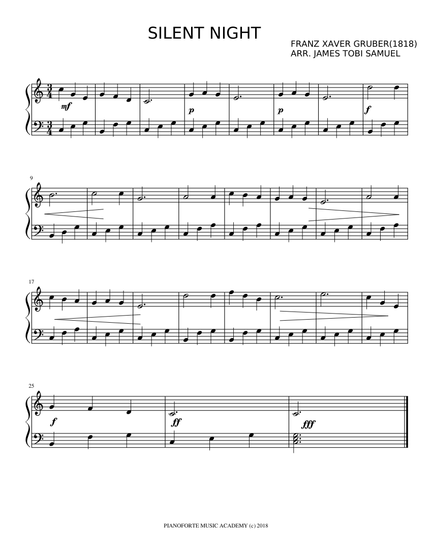 SILENT NIGHT Sheet music for Piano (Solo) | Download and print in PDF