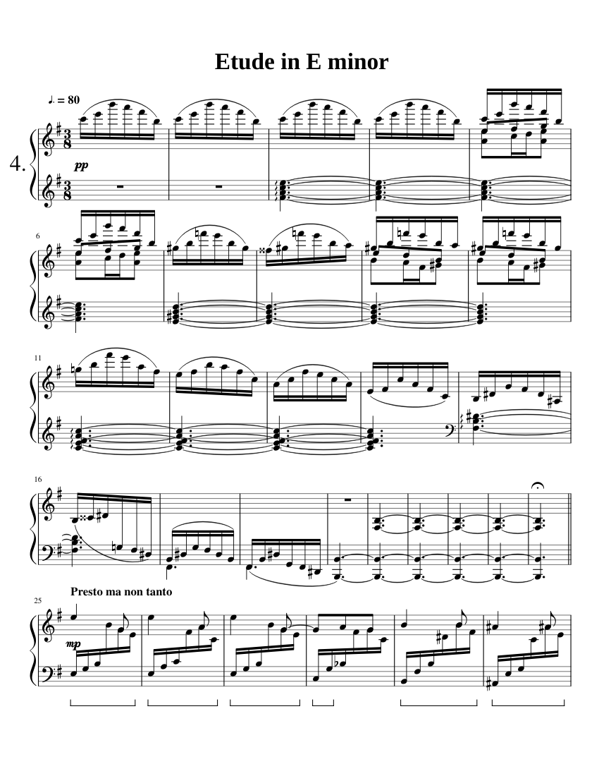 Etude in E minor Sheet music for Piano (Solo) | Musescore.com