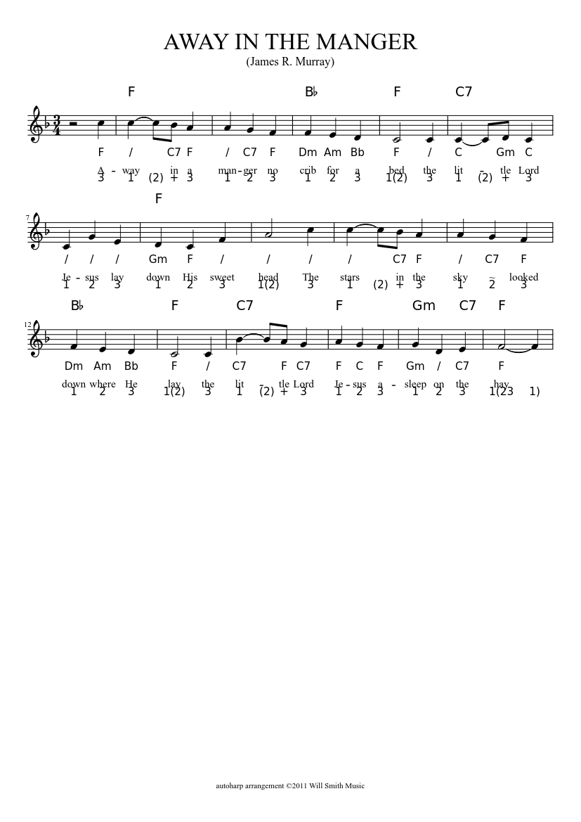 Away in a Manger (for autoharp) Sheet music for Oboe (Solo) | Musescore.com