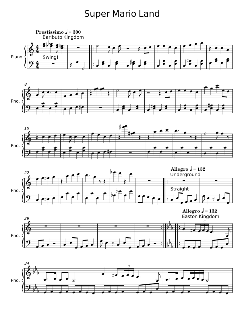 Super Mario Land Sheet music for Piano (Solo) | Musescore.com