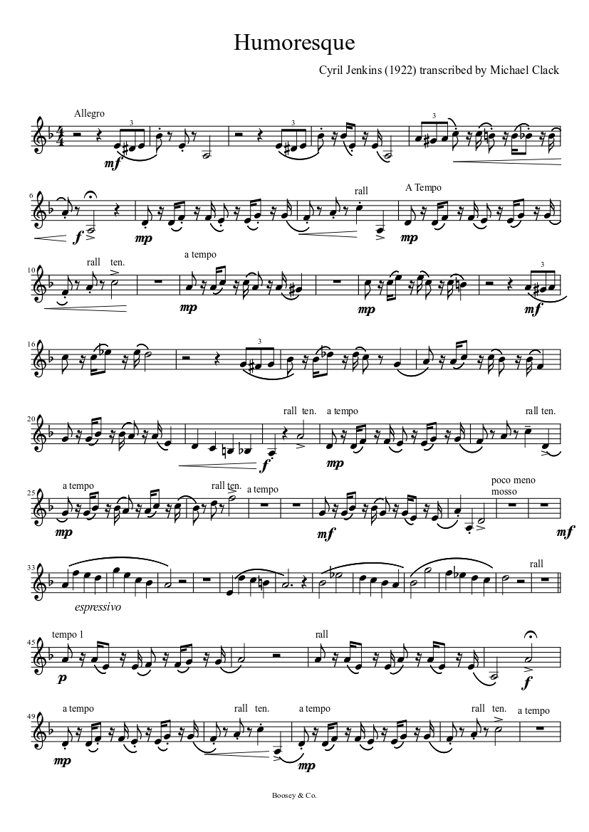 Humoresque Sheet Music for Euphonium (Solo) | MuseScore.com