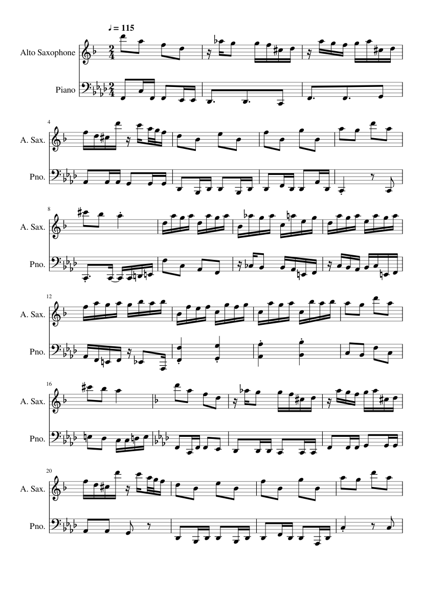 Spider Dance Sheet Music For Piano Saxophone Alto Solo Musescore Com