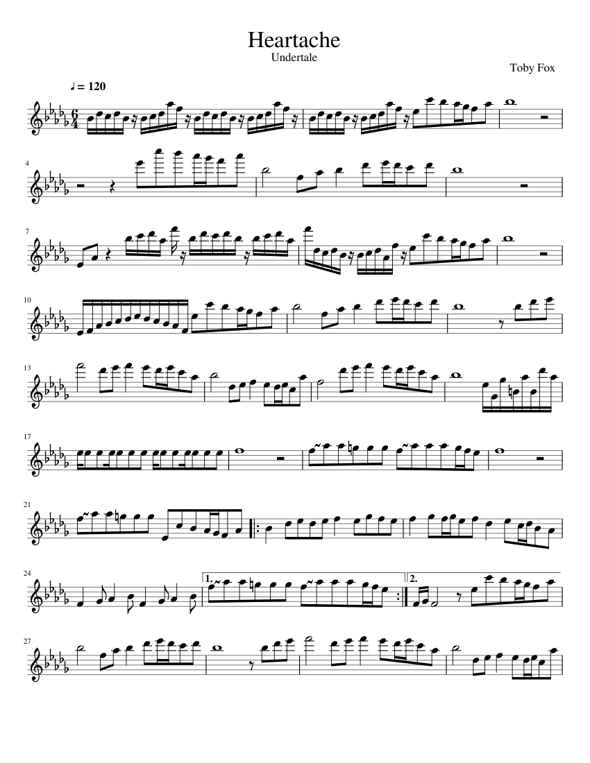 Heartache Undertale Sheet Music for Flute (Solo) | MuseScore.com
