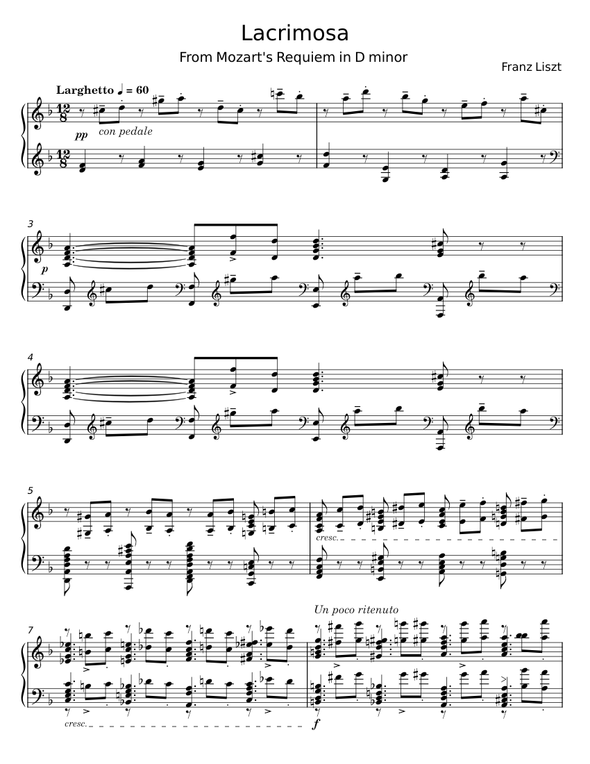 Lacrimosa - Franz Liszt Sheet music for Piano (Solo) | Musescore.com