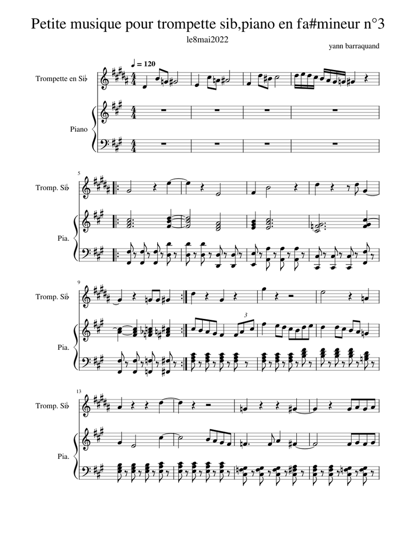 Partition "Cornet Paprika" Pour Cornet Sib/Trompette Ut,Sib Et Piano - Édition Sempre Piu - Niveau 2e Cycle - 2