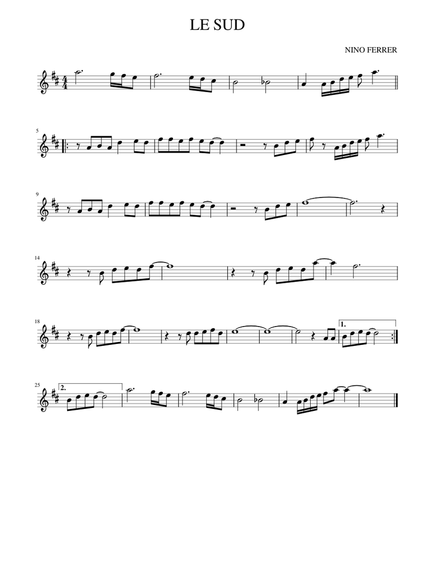 LE SUD Sheet music for Piano (Solo) Easy | Musescore.com