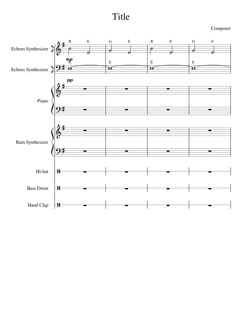 Rap Beat [ORIGINAL Sheet music for Piano, Bass drum, Synthesizer, Hand clap & more instruments (Mixed Ensemble) | Musescore.com
