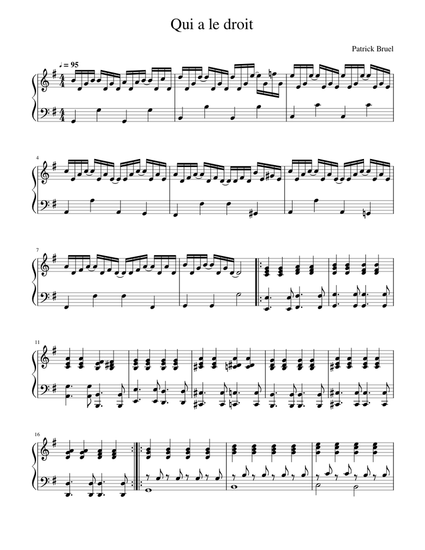 Qui a le droit Sheet music for Piano (Solo) | Musescore.com