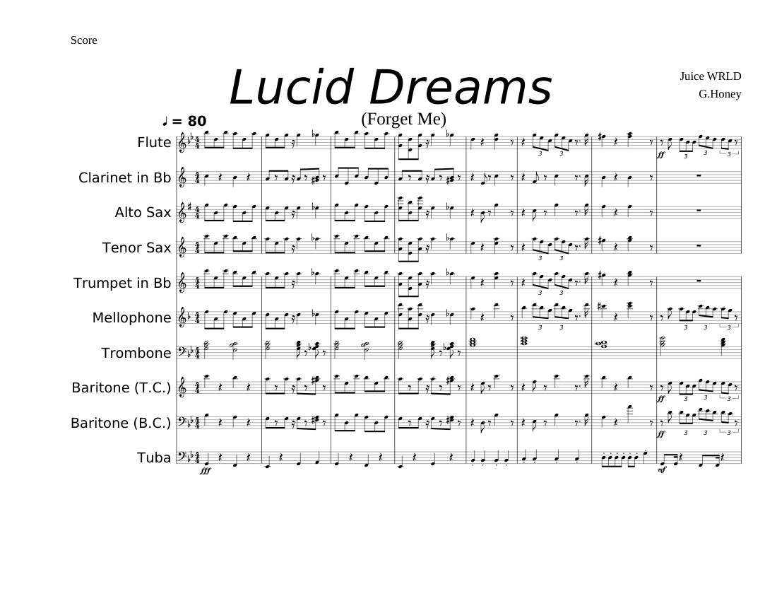 Lucid Dreams Sheet music for Trombone, Tuba, Flute (Mixed Trio) |  Musescore.com