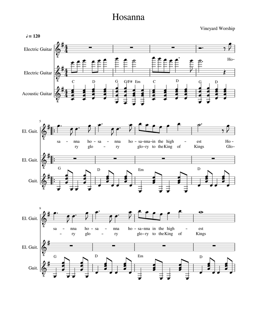 Hosanna Sheet music for Guitar (Mixed Trio) | Download and print in PDF ...