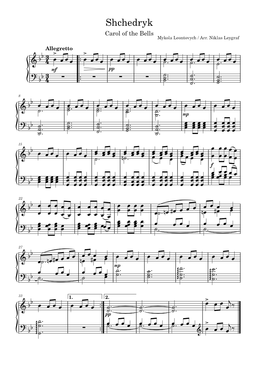 Shchedryk – Ukrainian Folk Song Shchedryk – Carol of the Bells Sheet ...