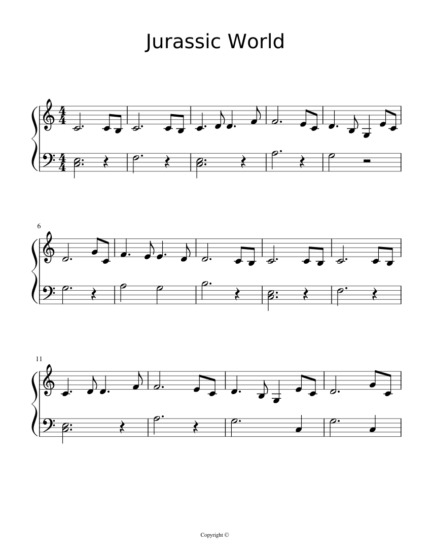 Jurassic World Easy Piano Sheet music for Piano (Solo) | Musescore.com