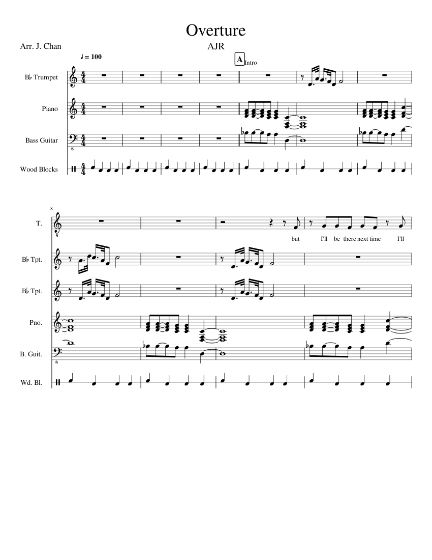 Overture From The Album Click By Ajr Sheet Music For Piano Trumpet In B Flat Violin Drum Group More Instruments Mixed Ensemble Musescore Com G * i was lost in my feet em7 on an empty street c so i said you seemed infinity d you forever figures 5 and 3 em you know oh oh. by ajr sheet music for piano trumpet