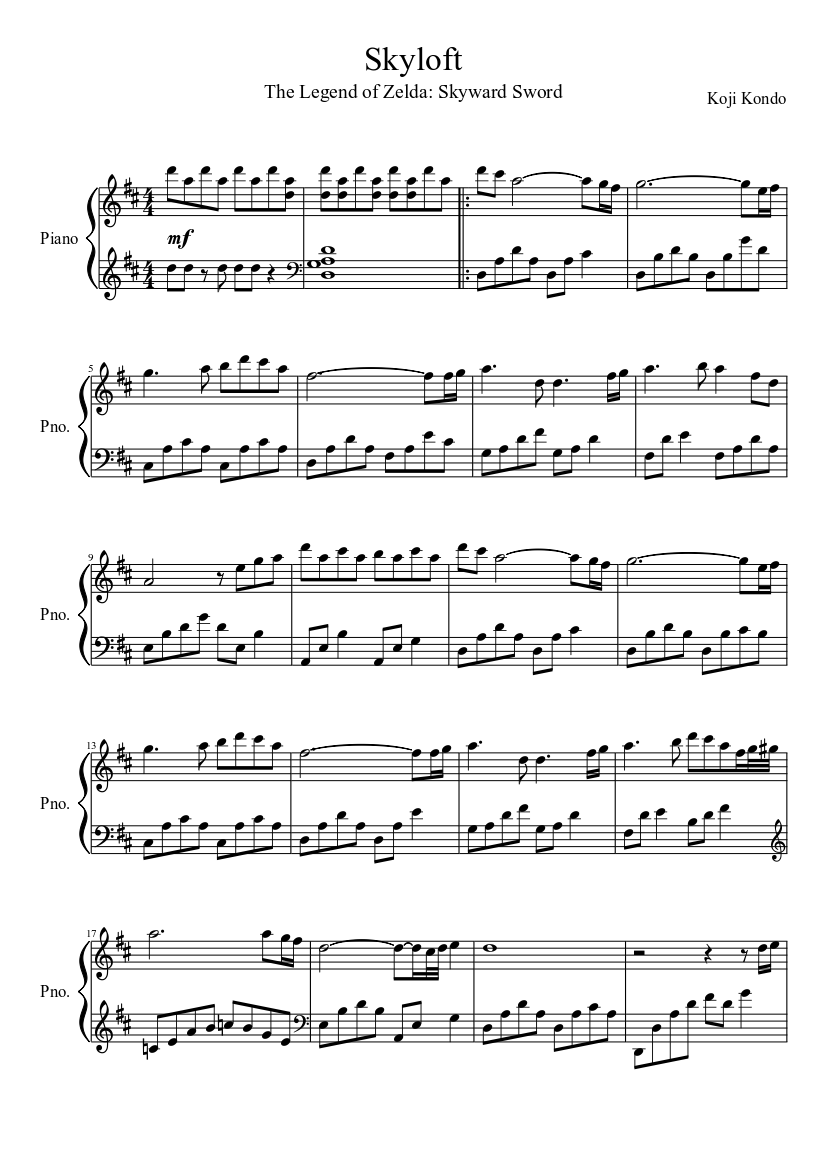 Skyloft Sheet music for Piano (Solo) | Musescore.com