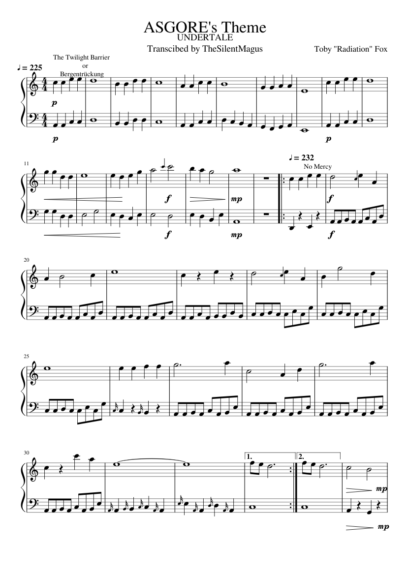 ASGORE: An Undertale Boss Theme Sheet music for Piano (Solo) | Musescore.com